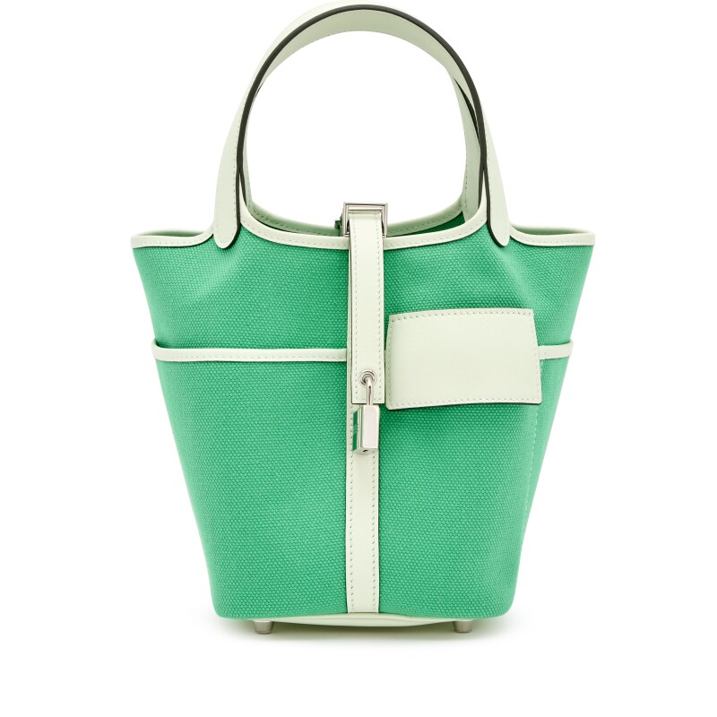 Hermes Vert Fizz Swift and Vert Comics Toile Cargo Picotin Lock 18 Palladium Hardware, 2023