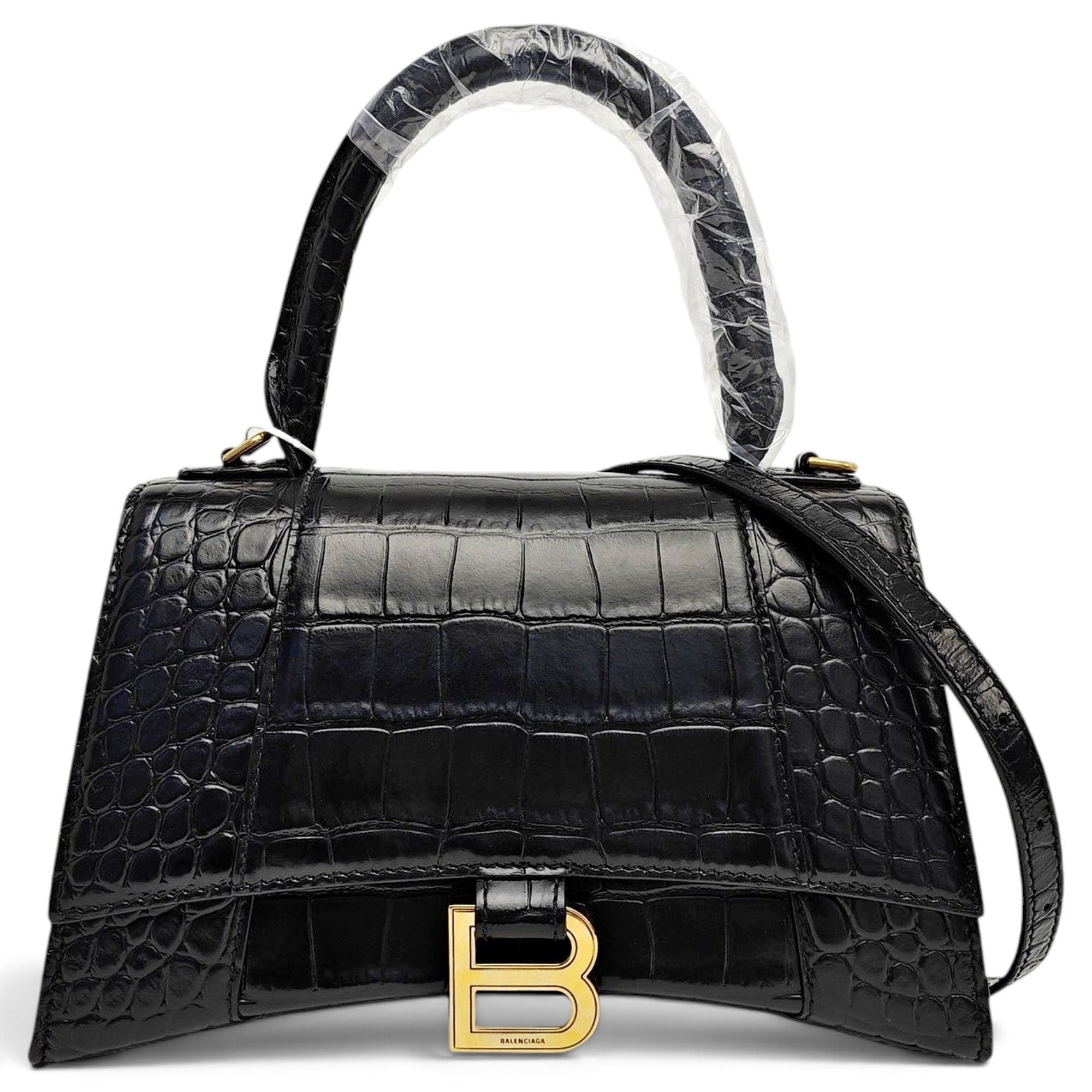 Hourglass leather handbag