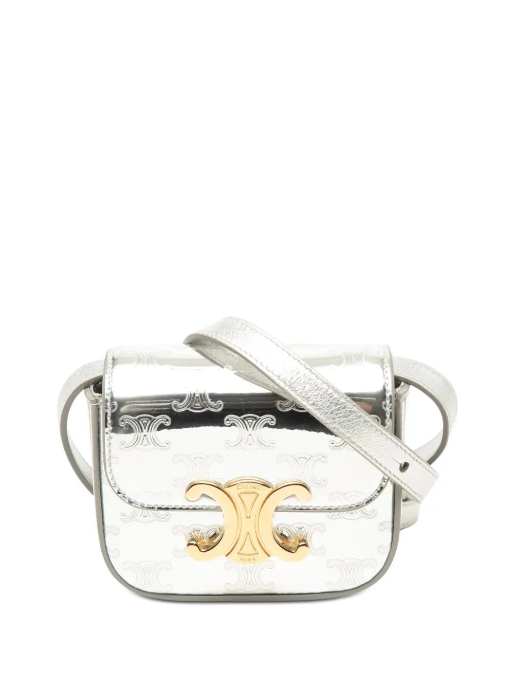 2022 Mini Triomphe Metallic Calfskin Claude crossbody bag
