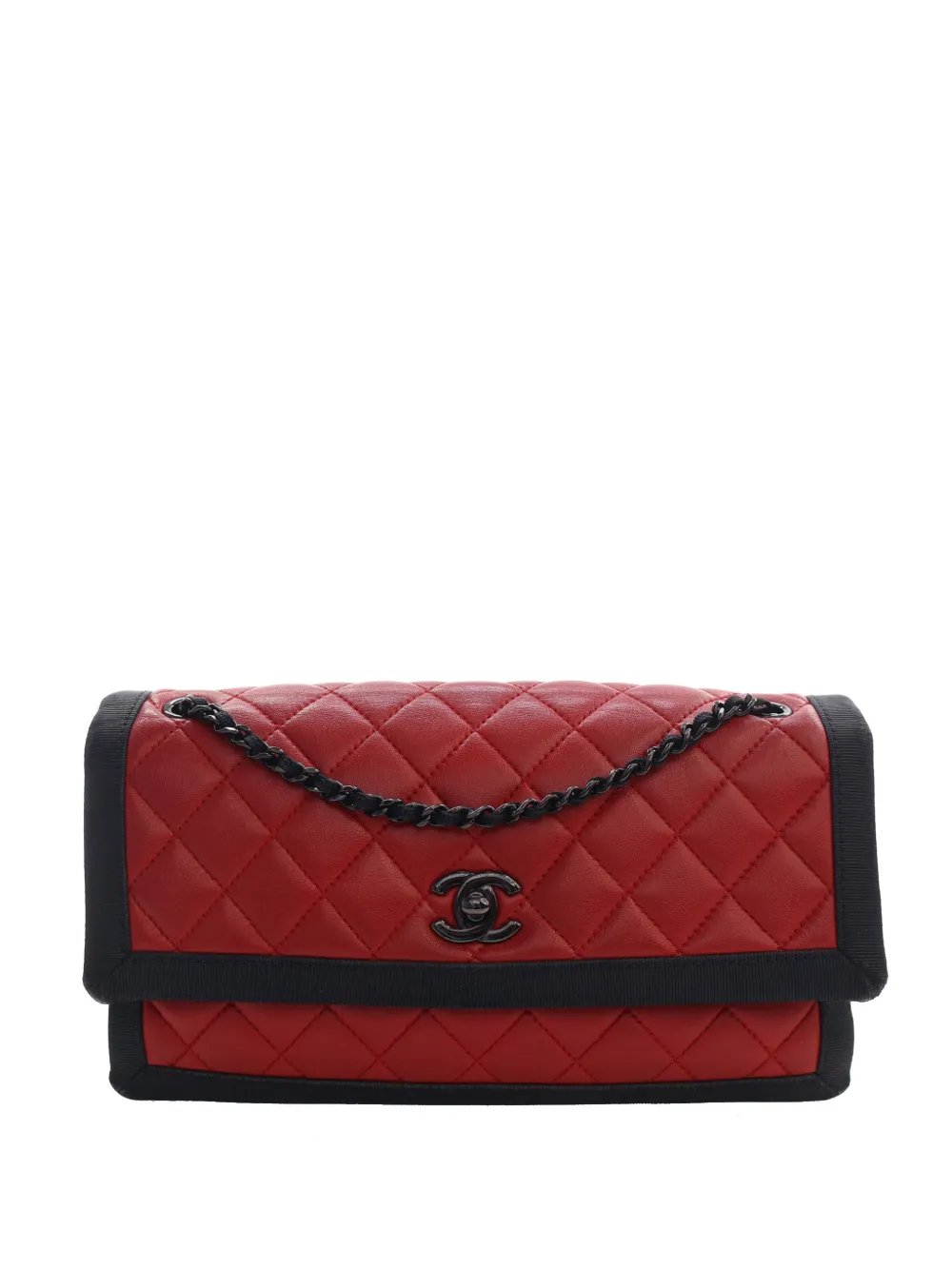 2015-2016 Medium CC Bicolor Quilted Lambskin Grosgrain Single Flap shoulder bag