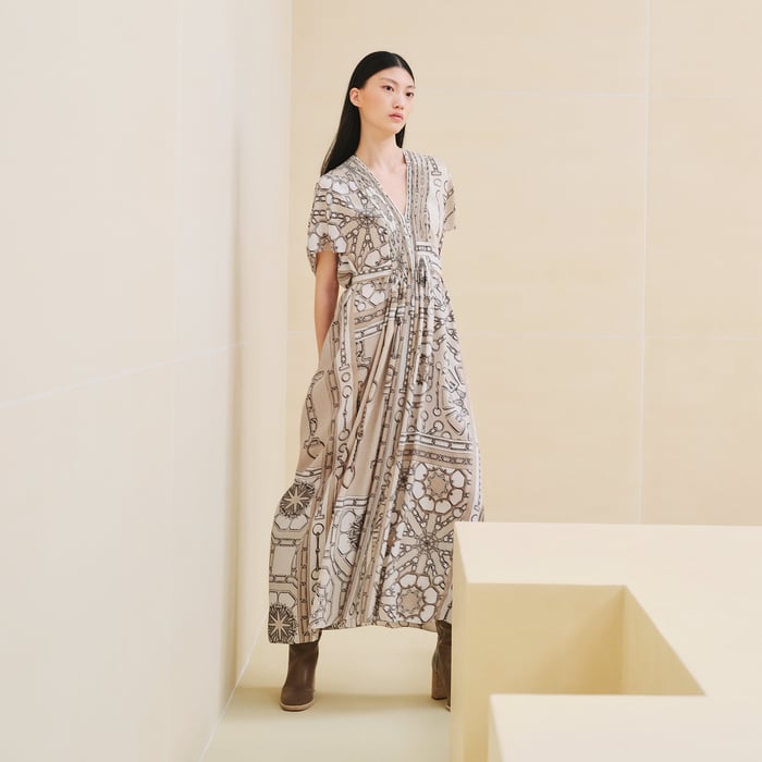 Beige Glaise "Effet Kaleidoscope" Caftan