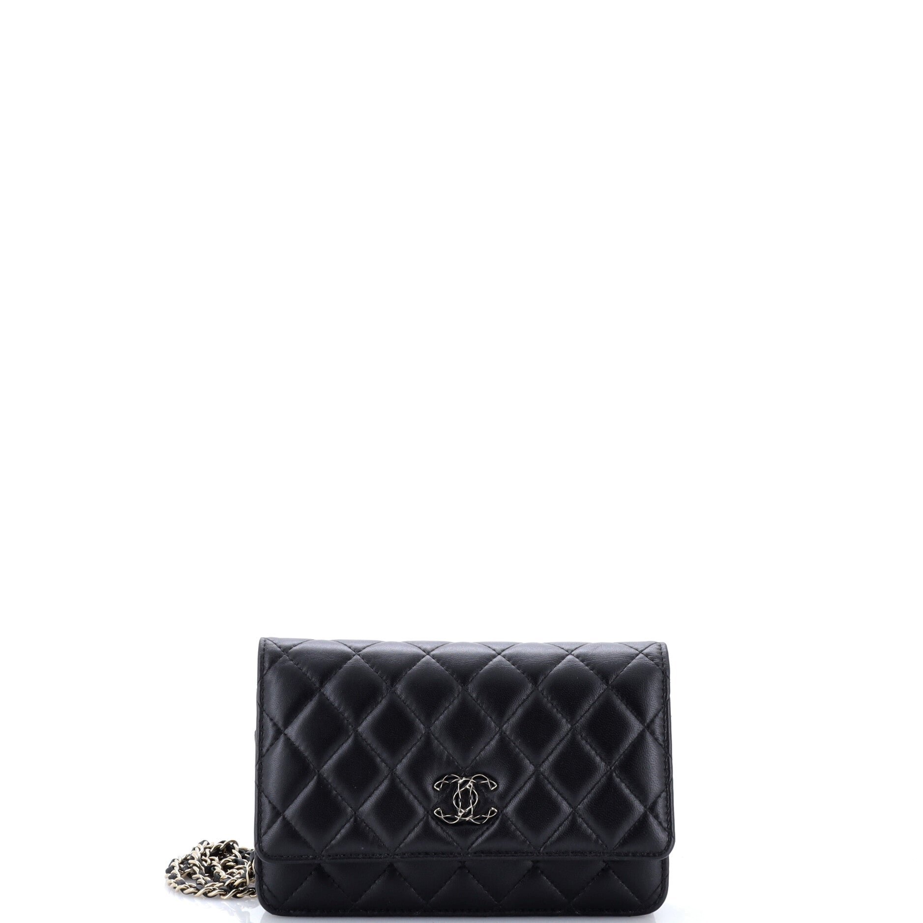 Enamel CC Wallet on Chain Quilted Lambskin