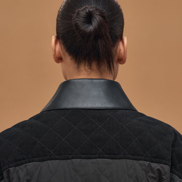 Noir Mixed Leather Coat