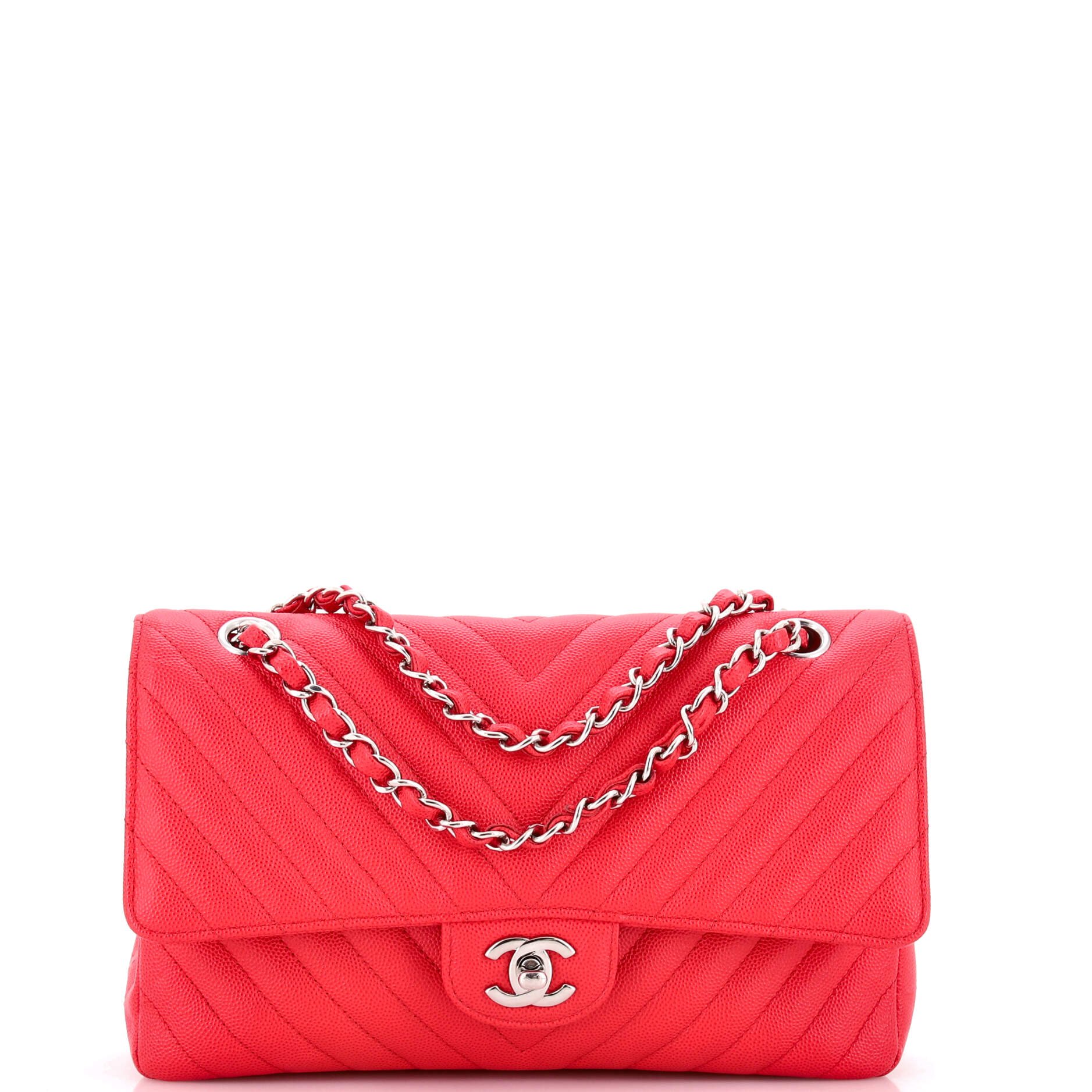 Classic Double Flap Bag Chevron Caviar Medium