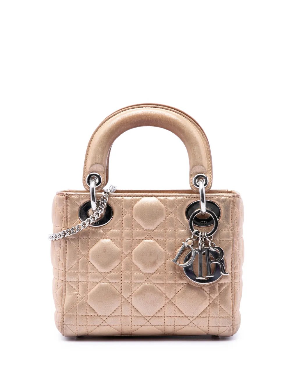 2016 Mini Metallic Lambskin Cannage Lady Dior satchel