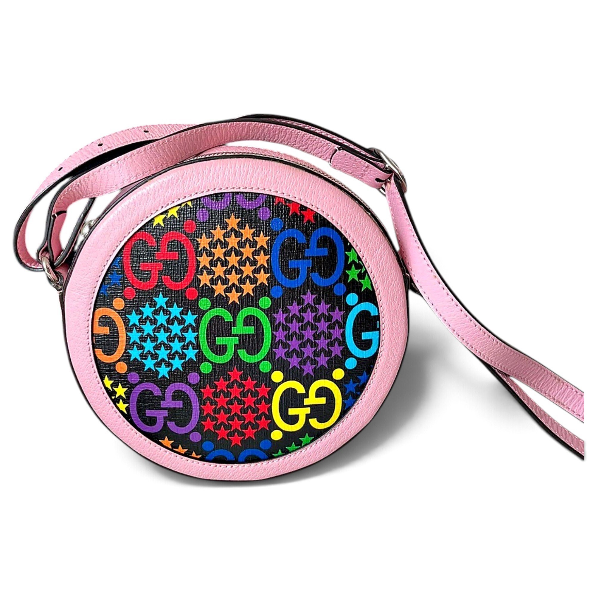 Ophidia Round vinyl crossbody bag