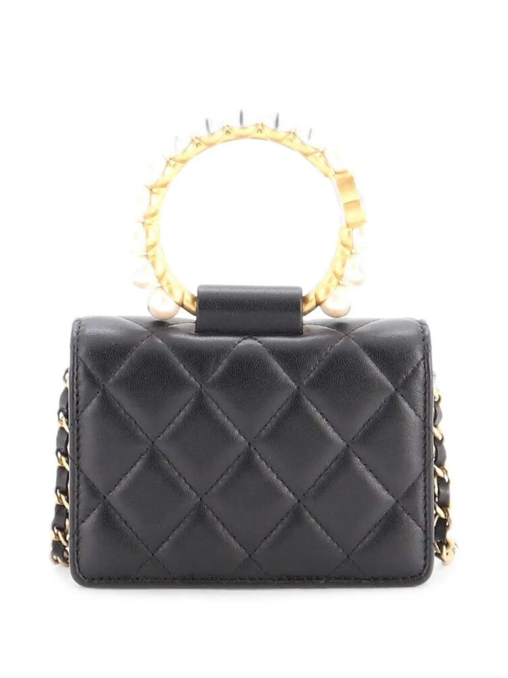 Pearl Crown with Chain Quilted Lambskin clutch bag