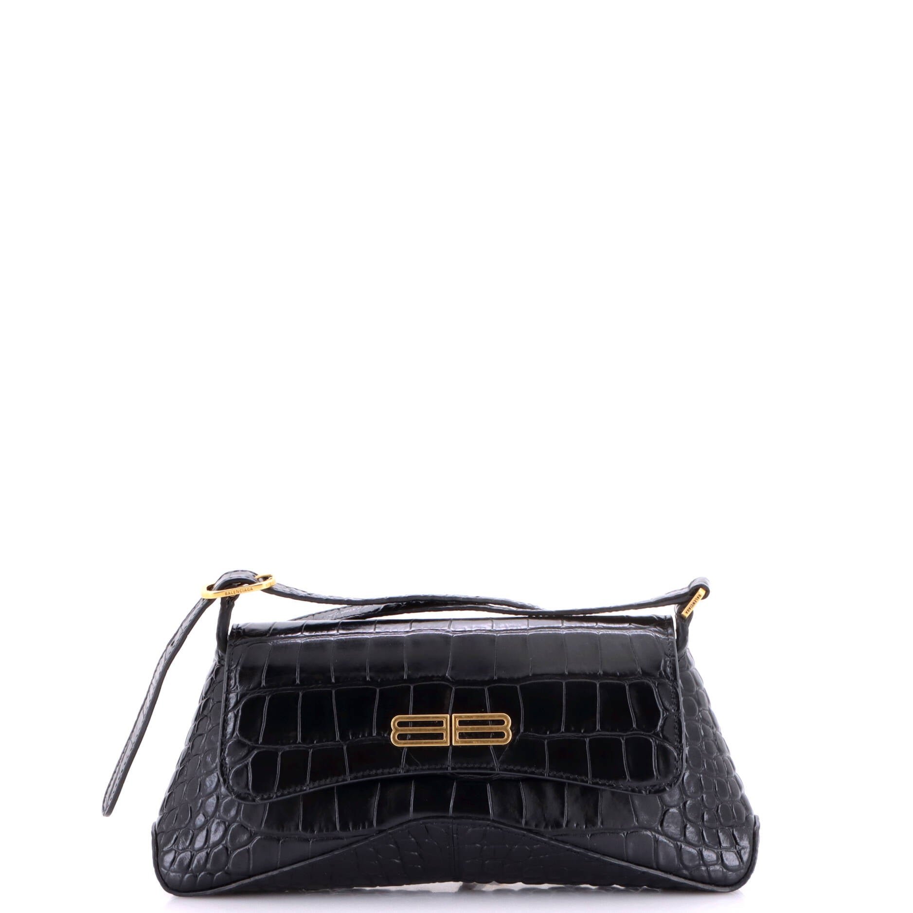 XX Flap Street Shoulder Bag Crocodile Embossed Leather Small