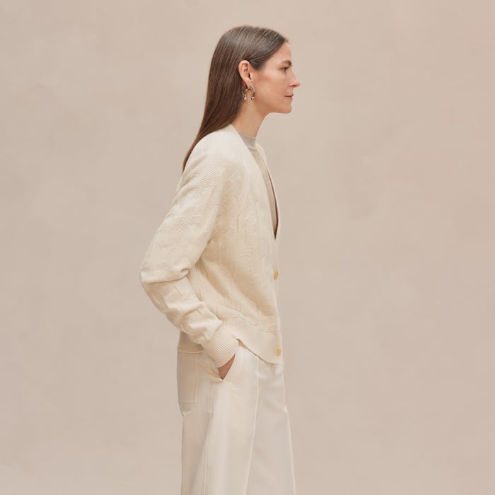 Blanc Naturel "H" Long-sleeve Cardigan