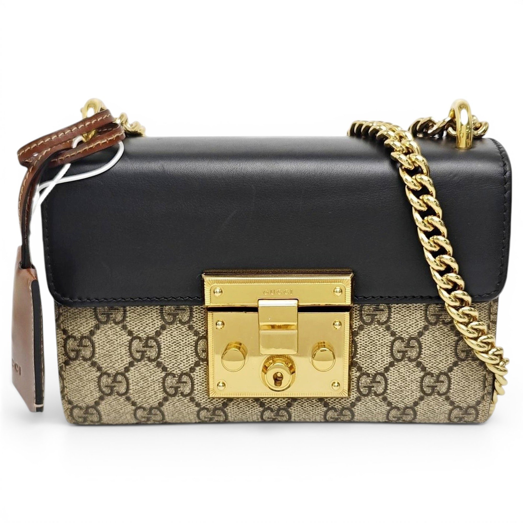 Padlock leather handbag