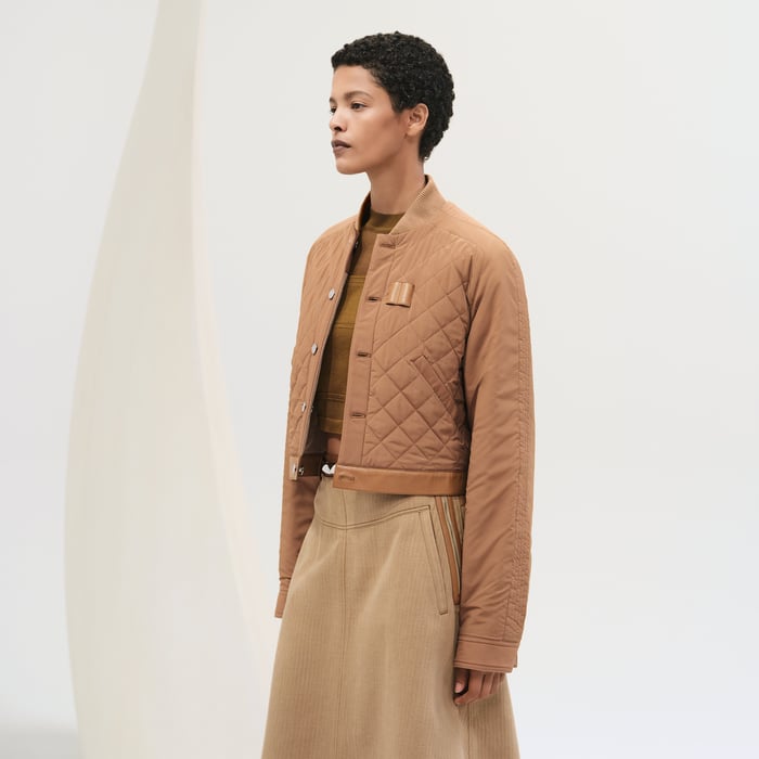 Beige Albâtre Reversible Jacket With Leather Detail