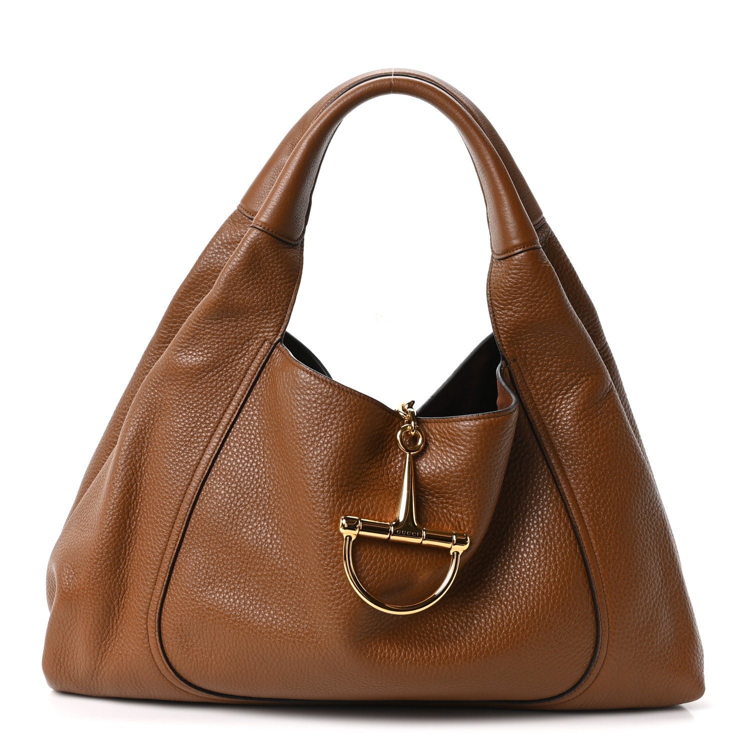 Gucci Grained Calfskin Softbit Maxi Shoulder Bag Brown