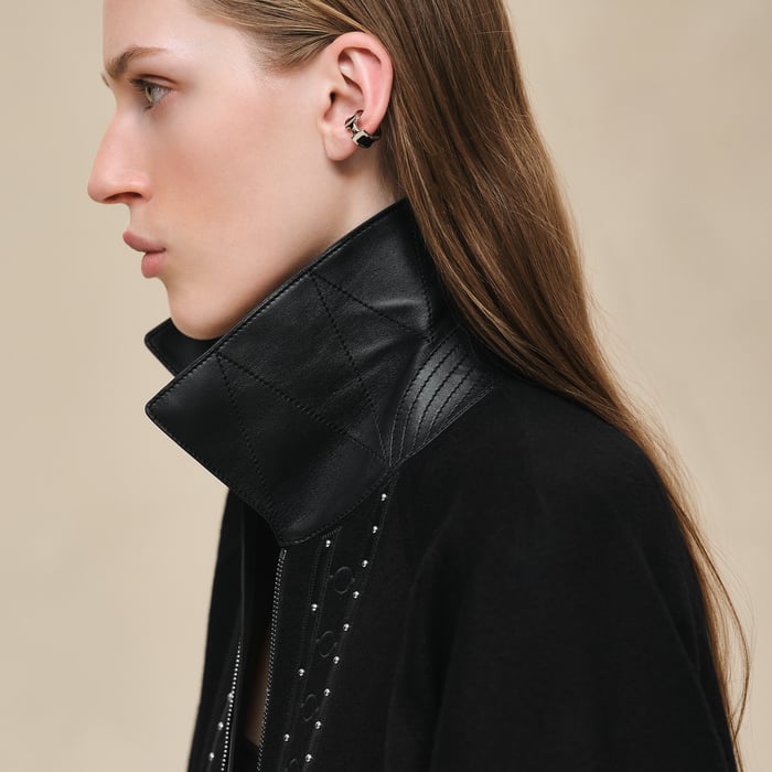 Noir Embroidered Car Coat