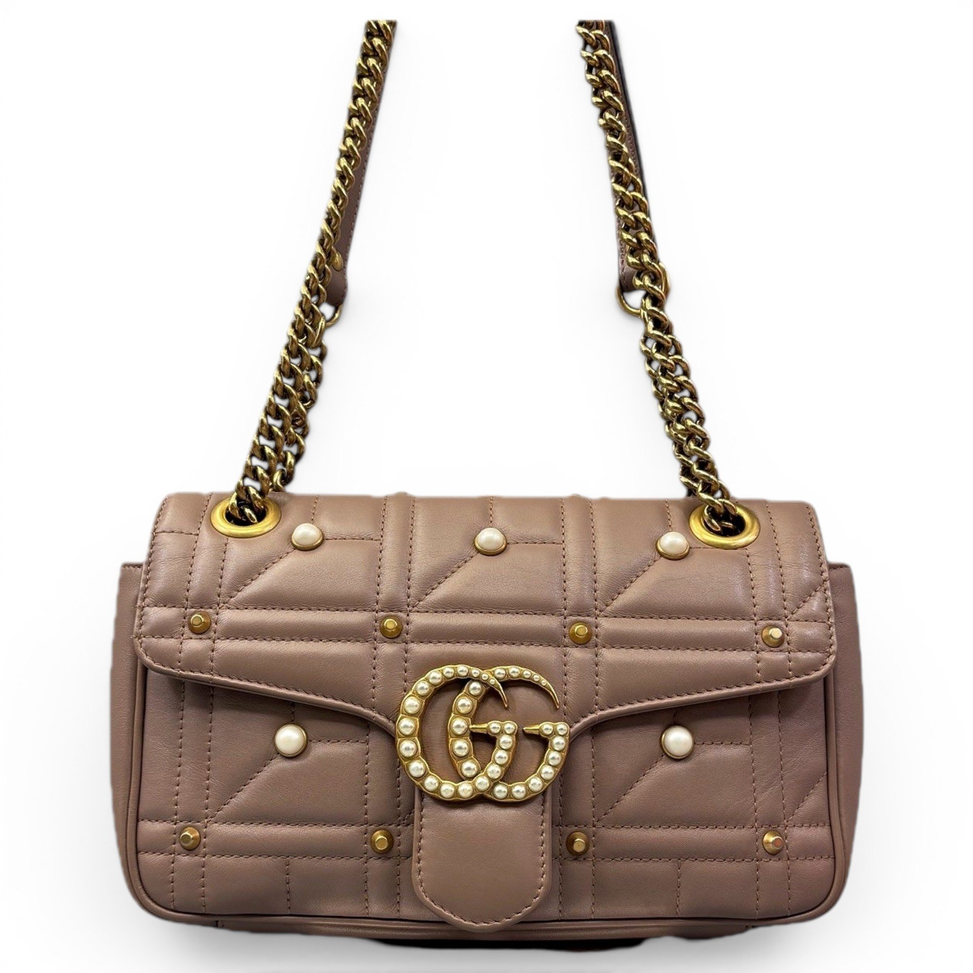 Pearly GG Marmont Flap leather handbag