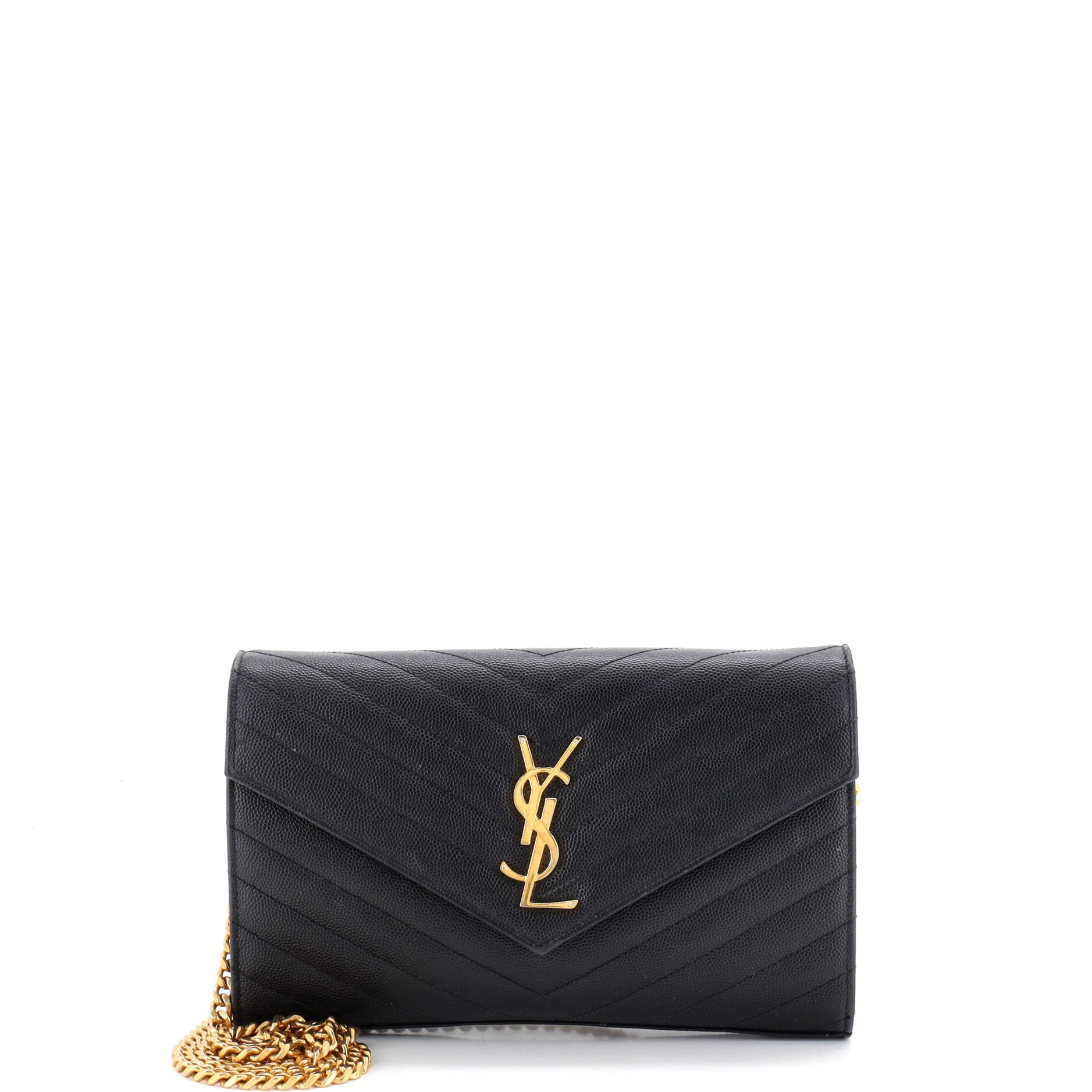 Classic Monogram Wallet on Chain Matelasse Chevron Leather Medium