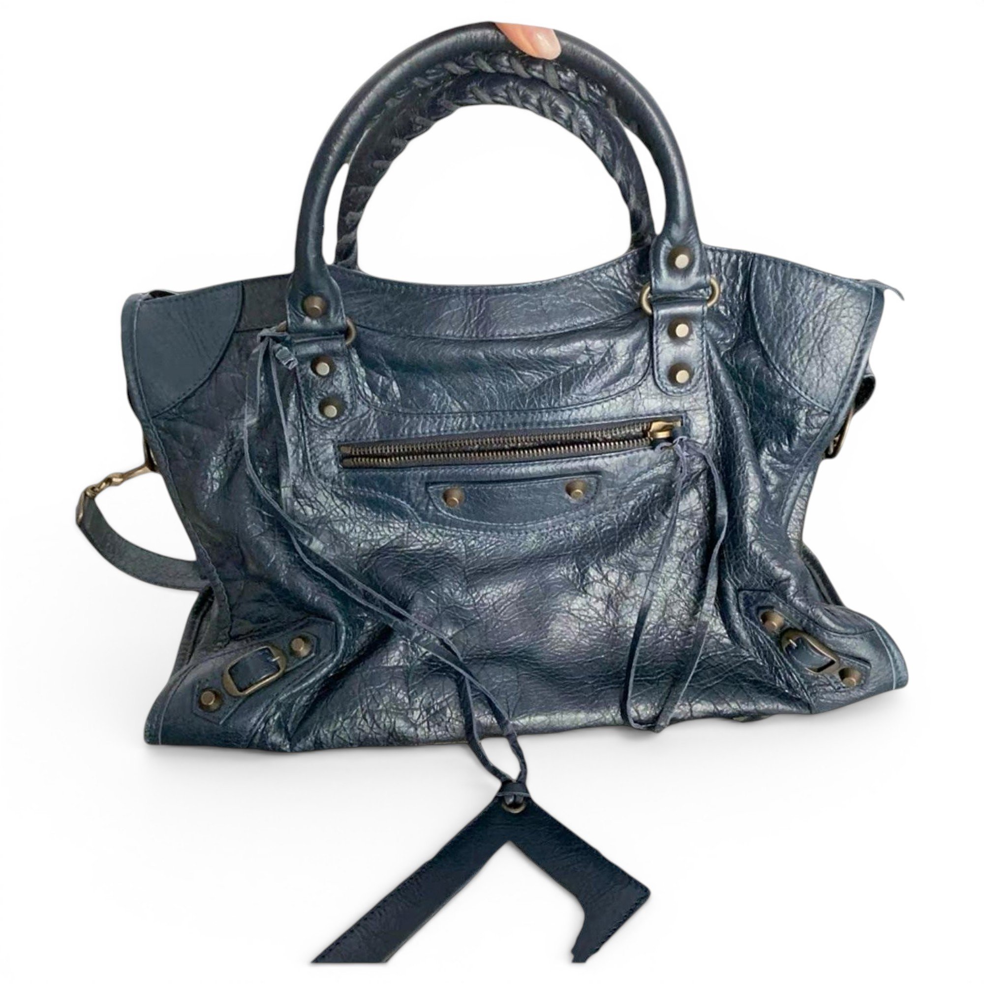 City leather handbag