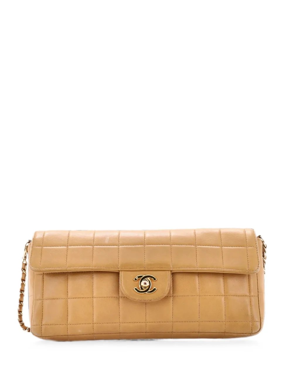 Chocolate Bar Flap Bag Quilted Lambskin East West shoulder bag