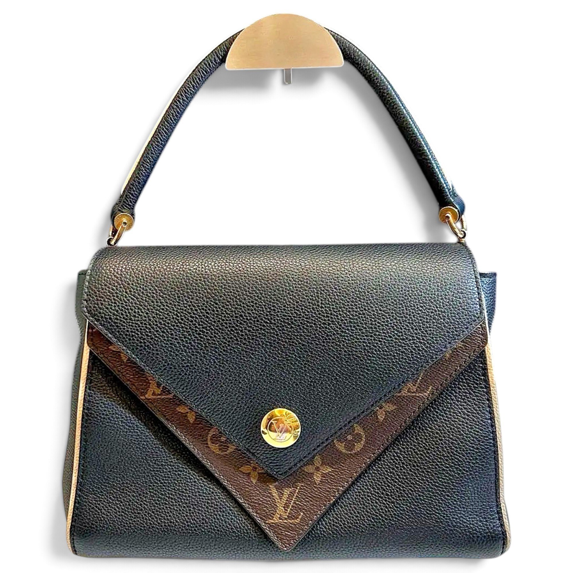 Double V leather handbag
