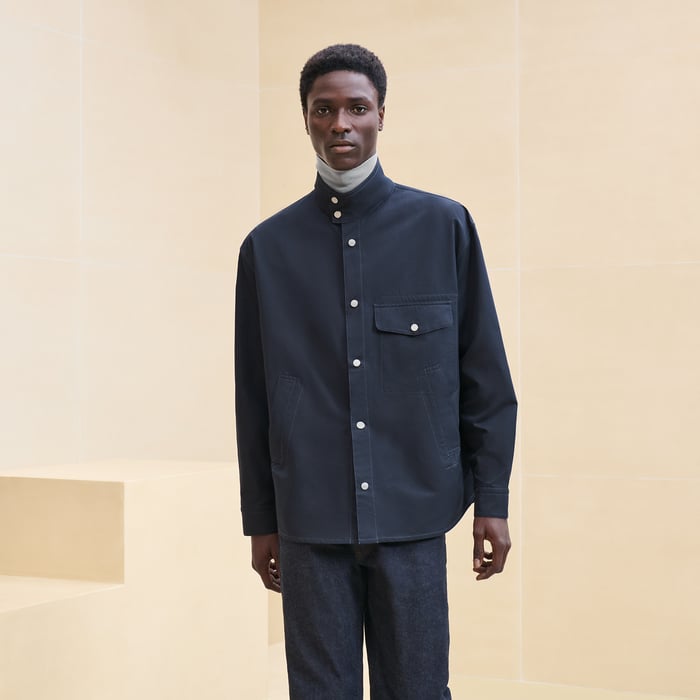 Marine "Poches Superposees" Boxy Fit Shirt