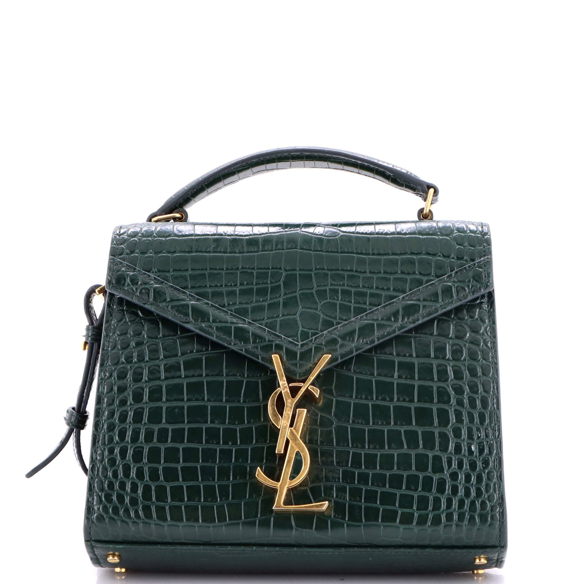 Cassandra Top Handle Bag Crocodile Embossed Leather Mini