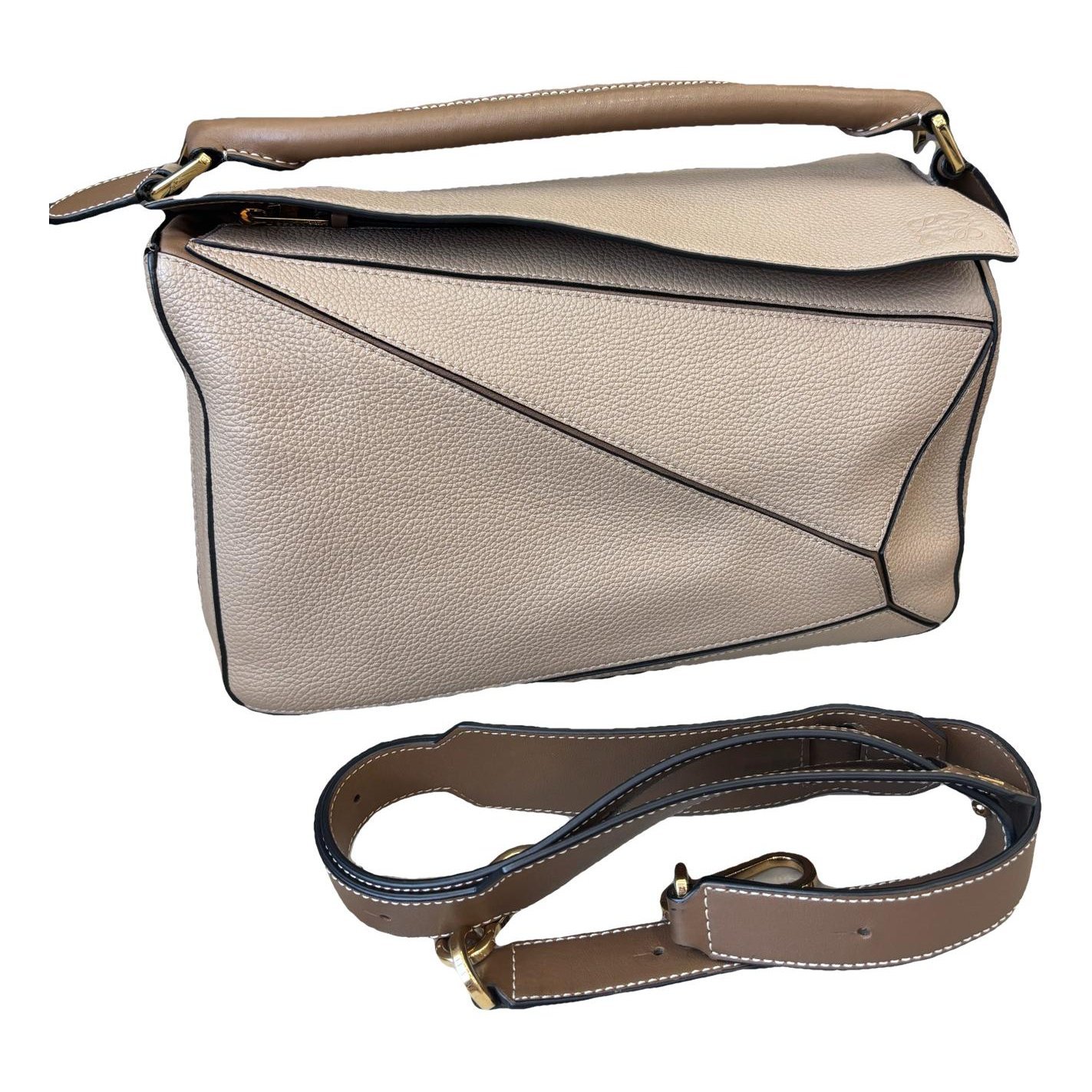 Puzzle leather handbag