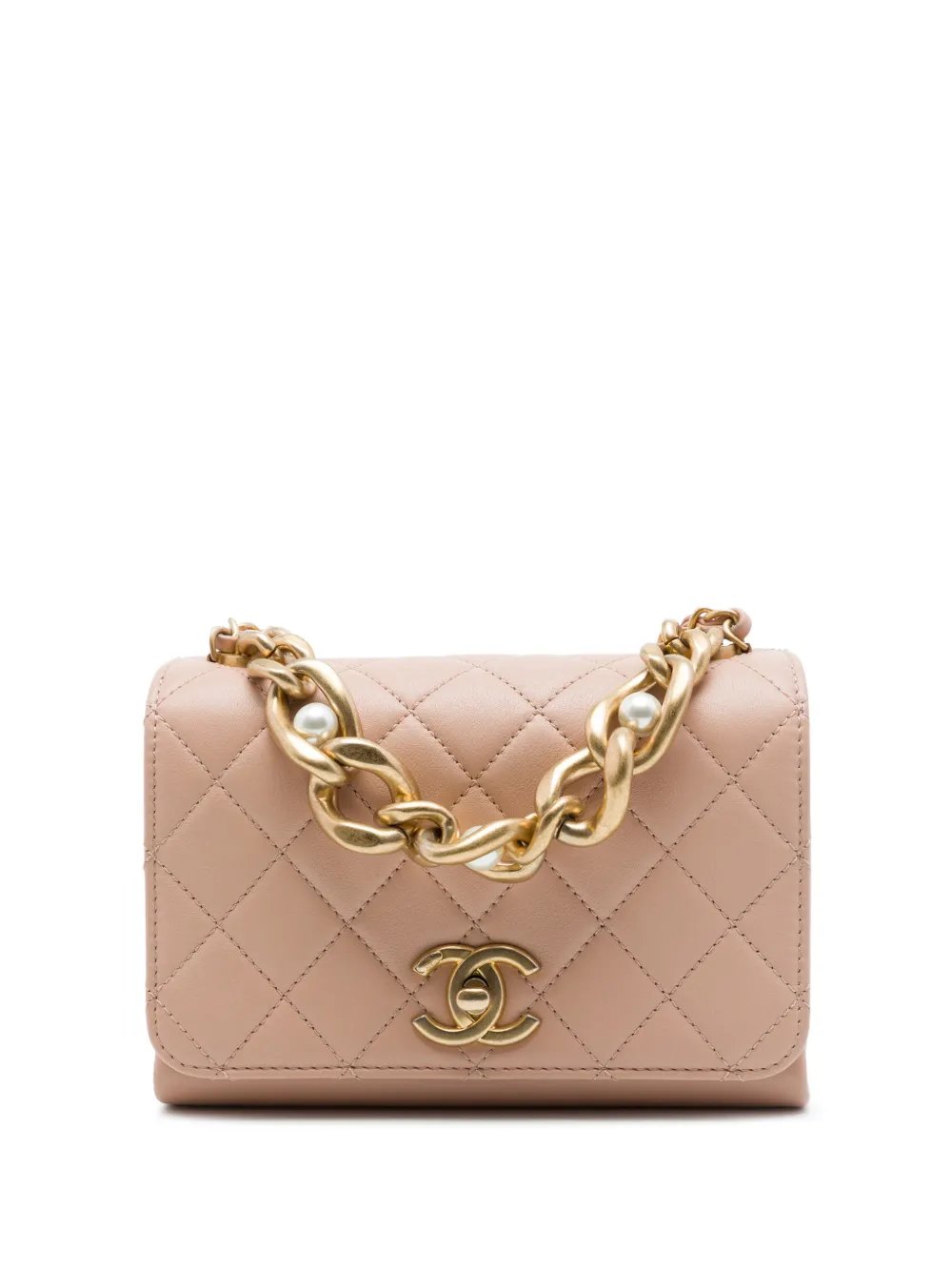 2021-2026 Mini Quilted Calfskin Pearl Boy Chain Flap satchel