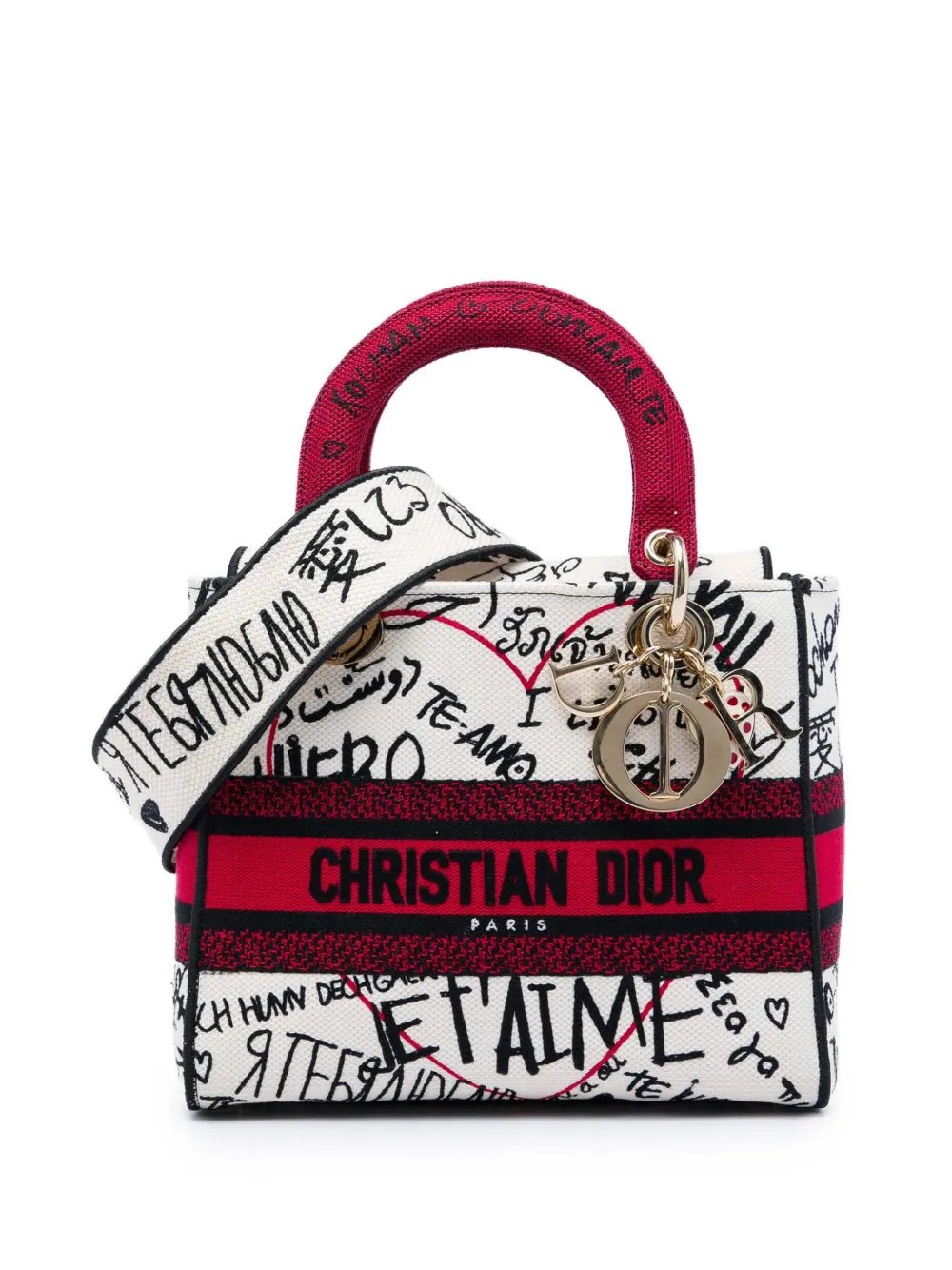 2020 DiorAmour Medium Embroidered Canvas Graffiti Lady D Lite satchel