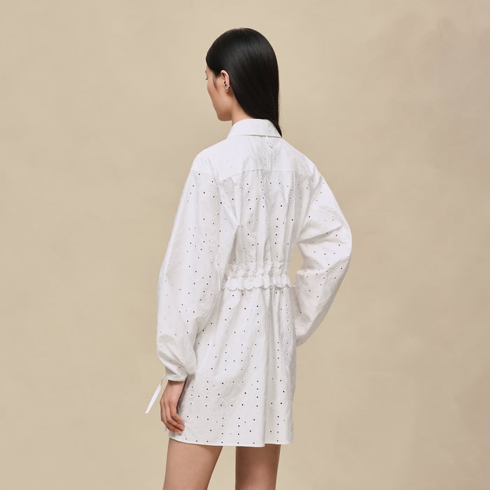 Blanc Embroidered Drawstring Dress
