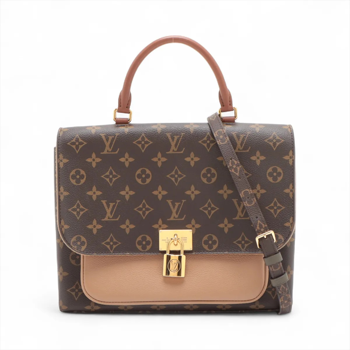 Louis Vuitton monogram x leather Marignan M44257 Brown x beige There was an RFID