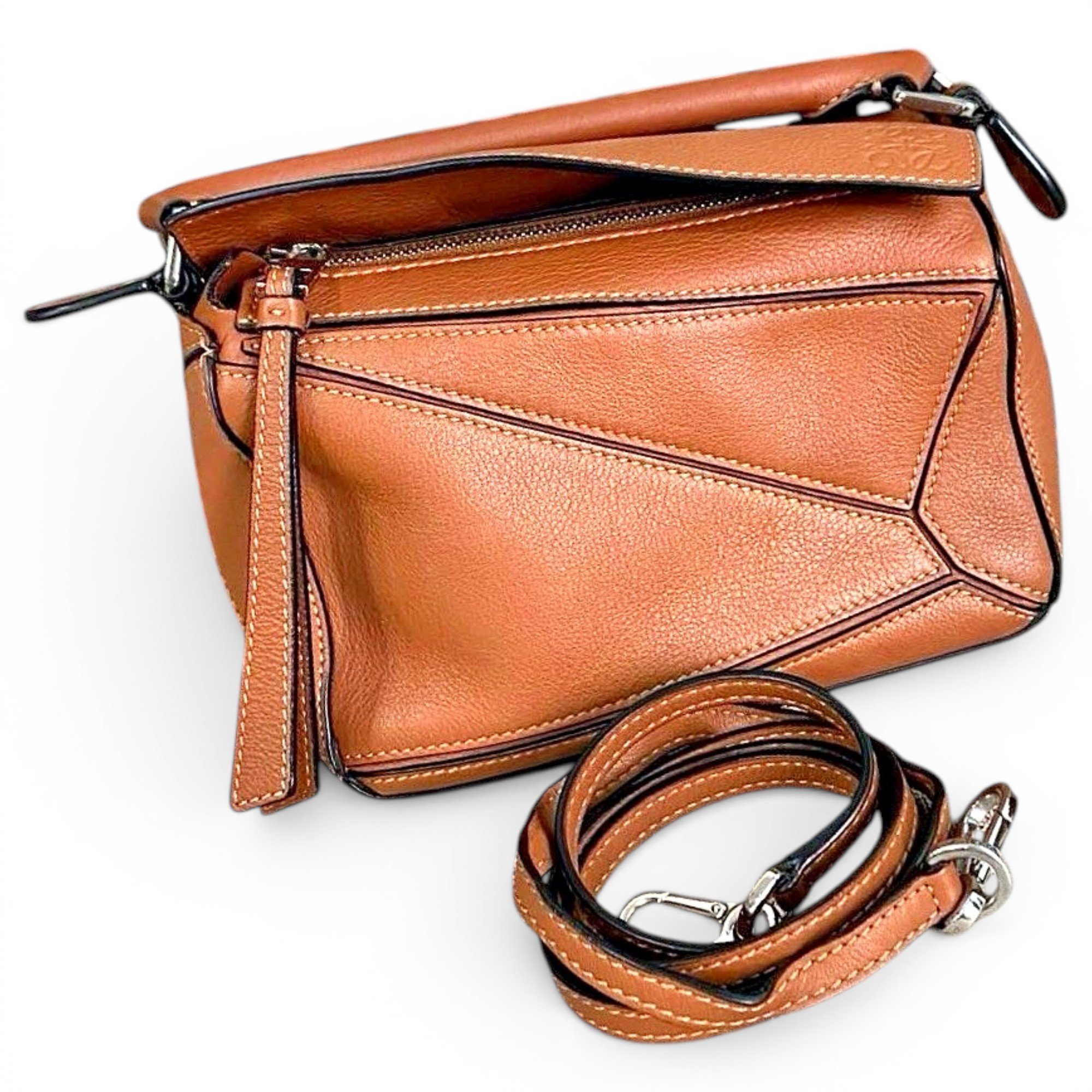 Puzzle leather handbag