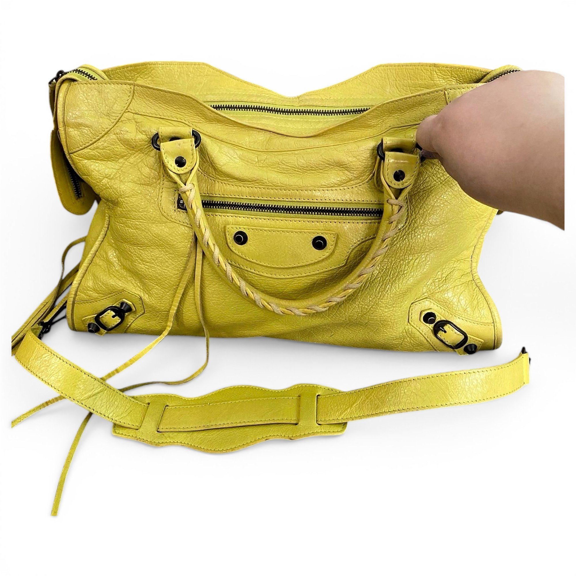 City leather handbag