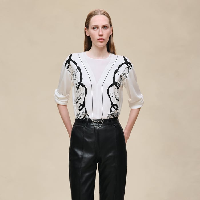 Blanc Nacre "Ferronnerie Remix" Long-sleeve Twillaine Sweater