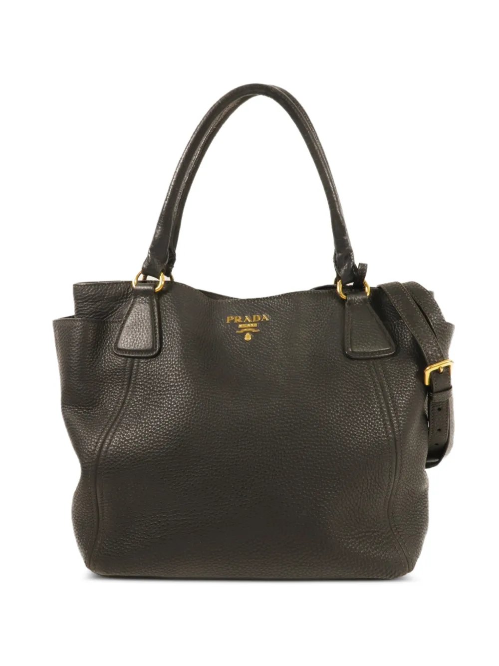 Prada side-pocket leather tote bag