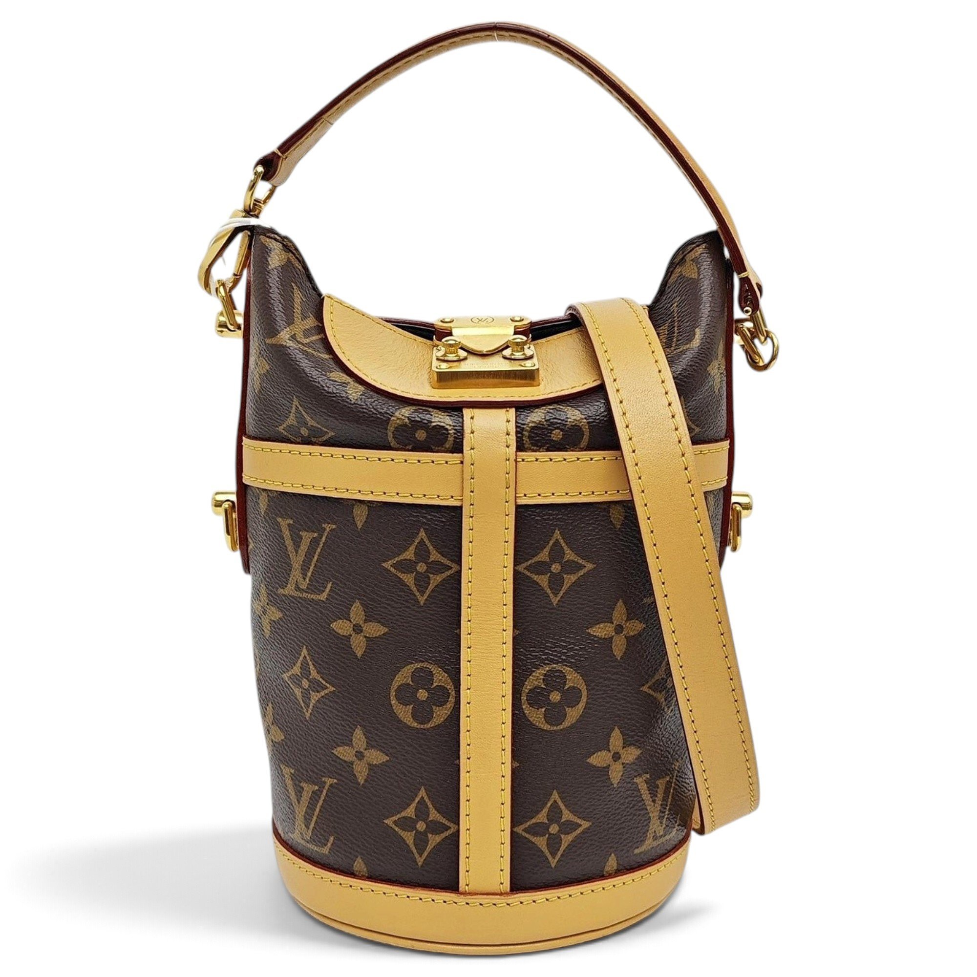 Duffle leather handbag