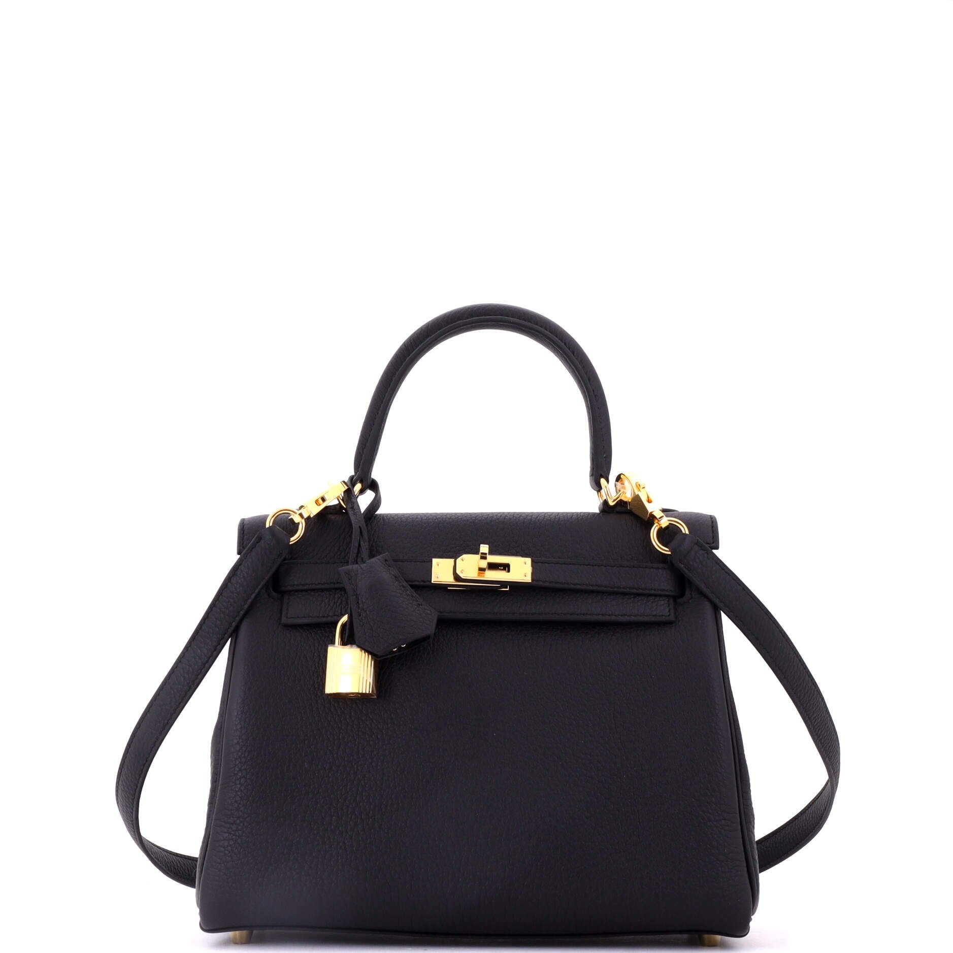 Kelly Handbag Noir Togo with Gold Hardware 25