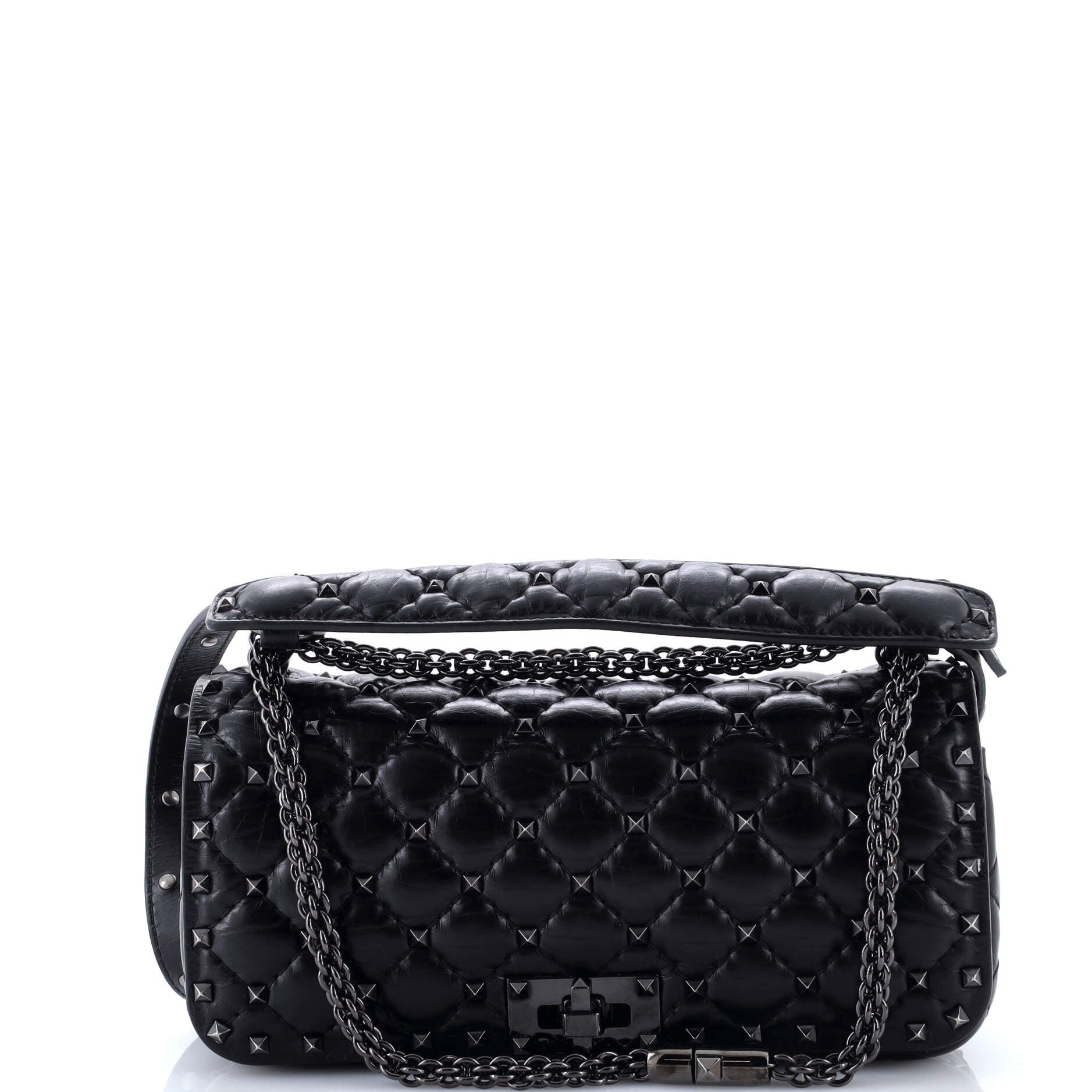 Valentino Garavani Rockstud Spike Full Flap Shoulder Bag Quilted Leather Medium
