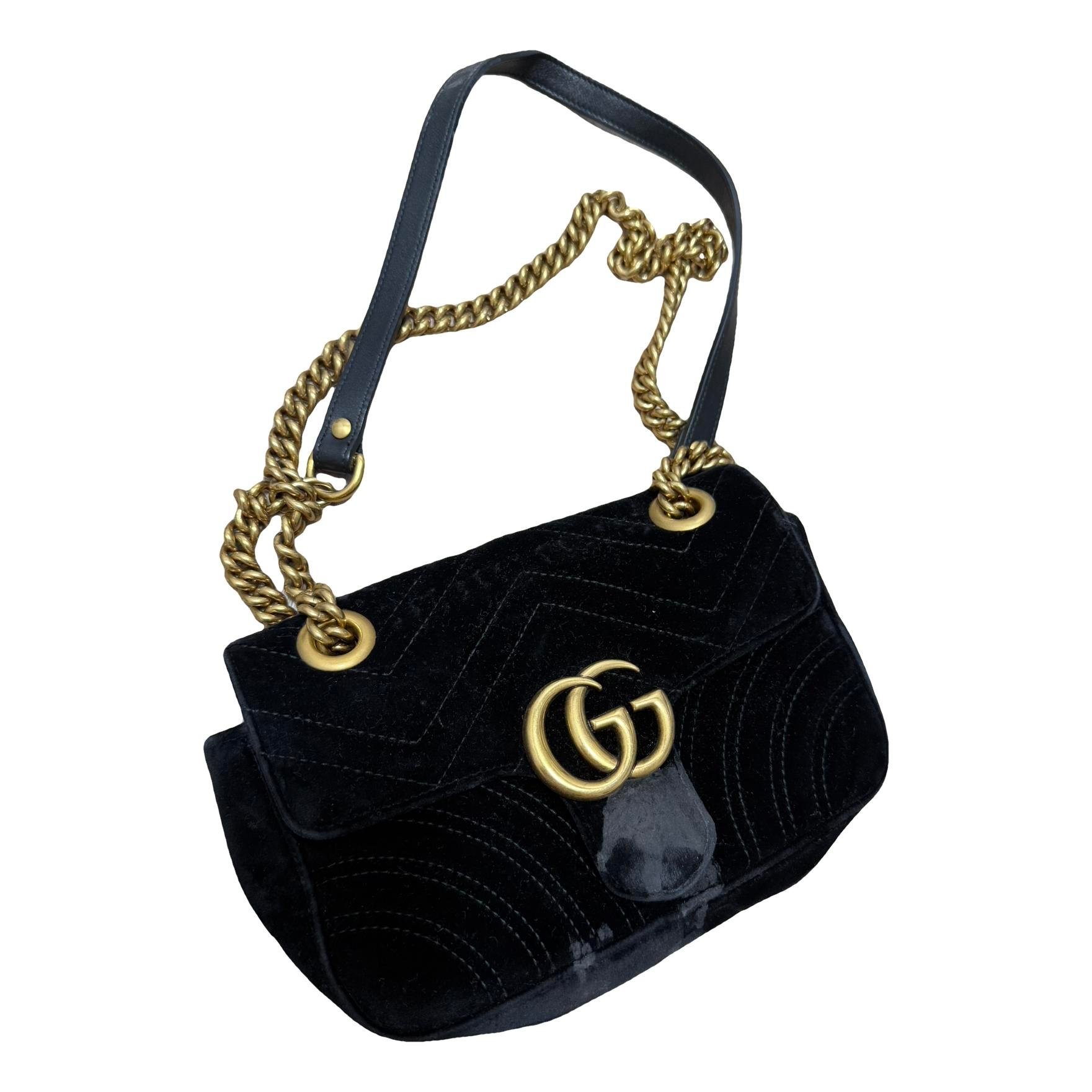 GG Marmont Chain Flap velvet crossbody bag