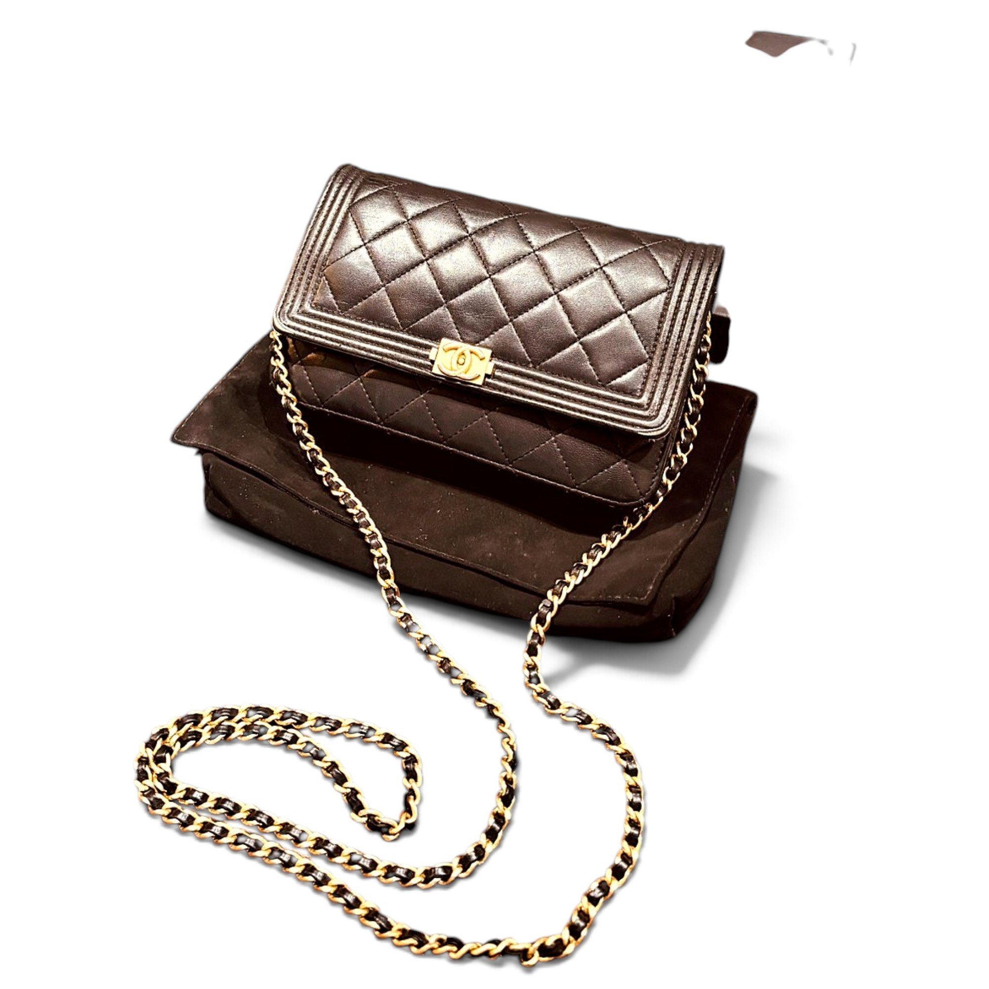 Wallet On Chain Boy Half Flap leather crossbody bag