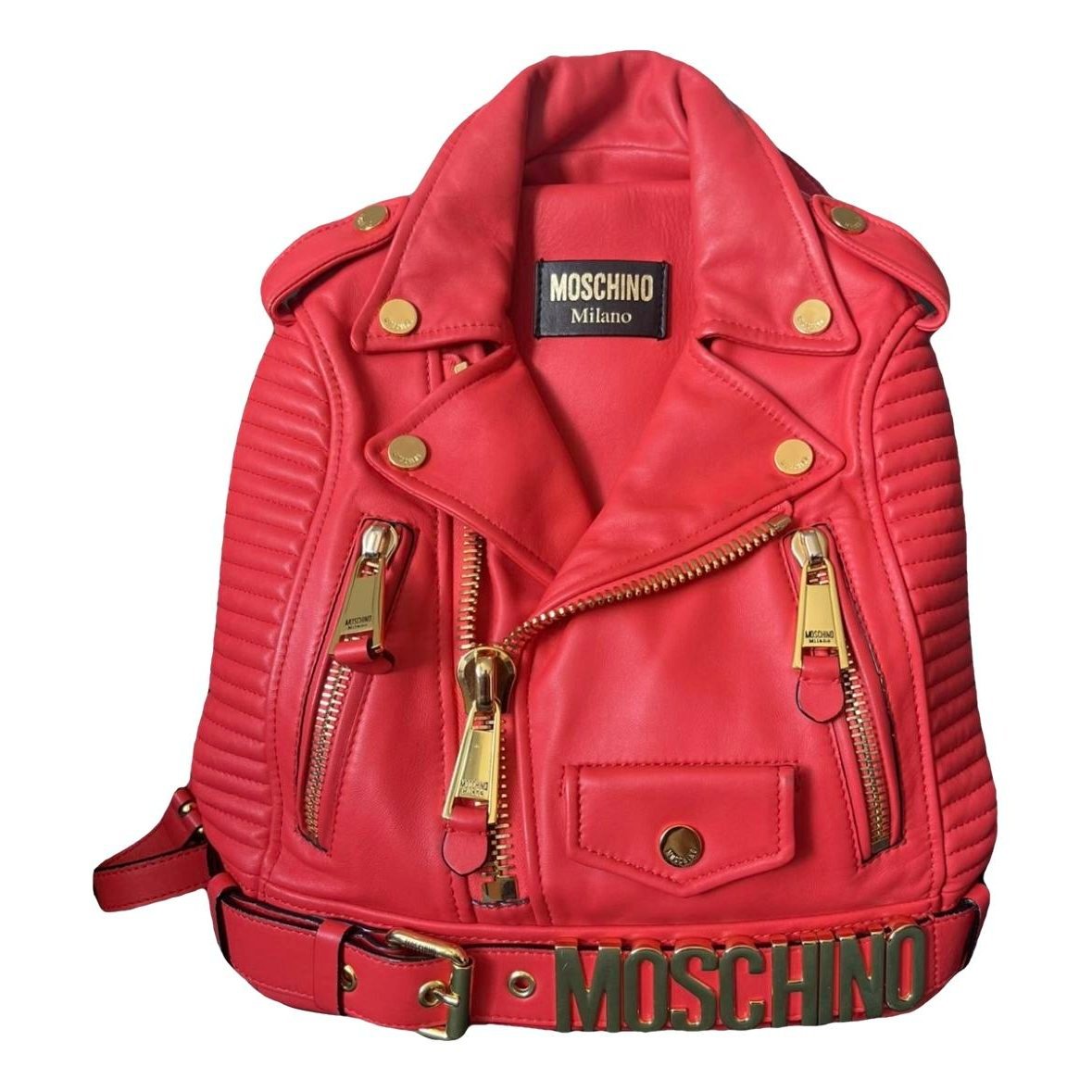 Biker leather backpack