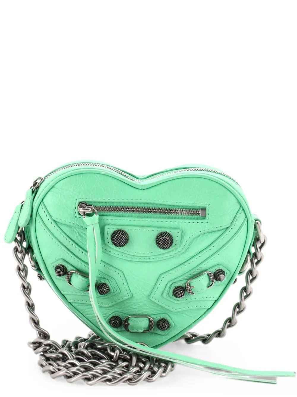 Le Cagole Giant Studs Heart Chain Bag Leather Mini crossbody bag