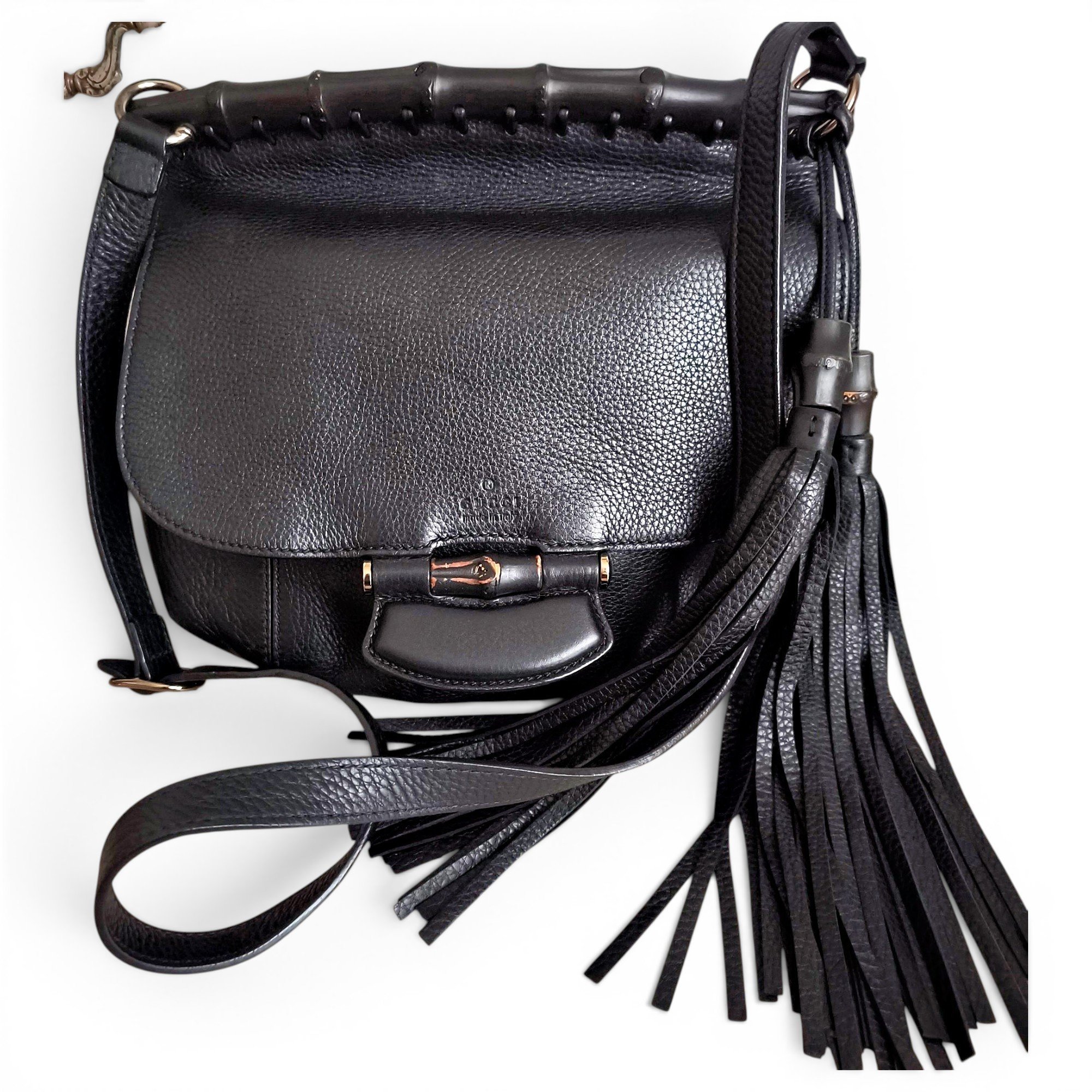 Bamboo Fringe Shopper leather crossbody bag