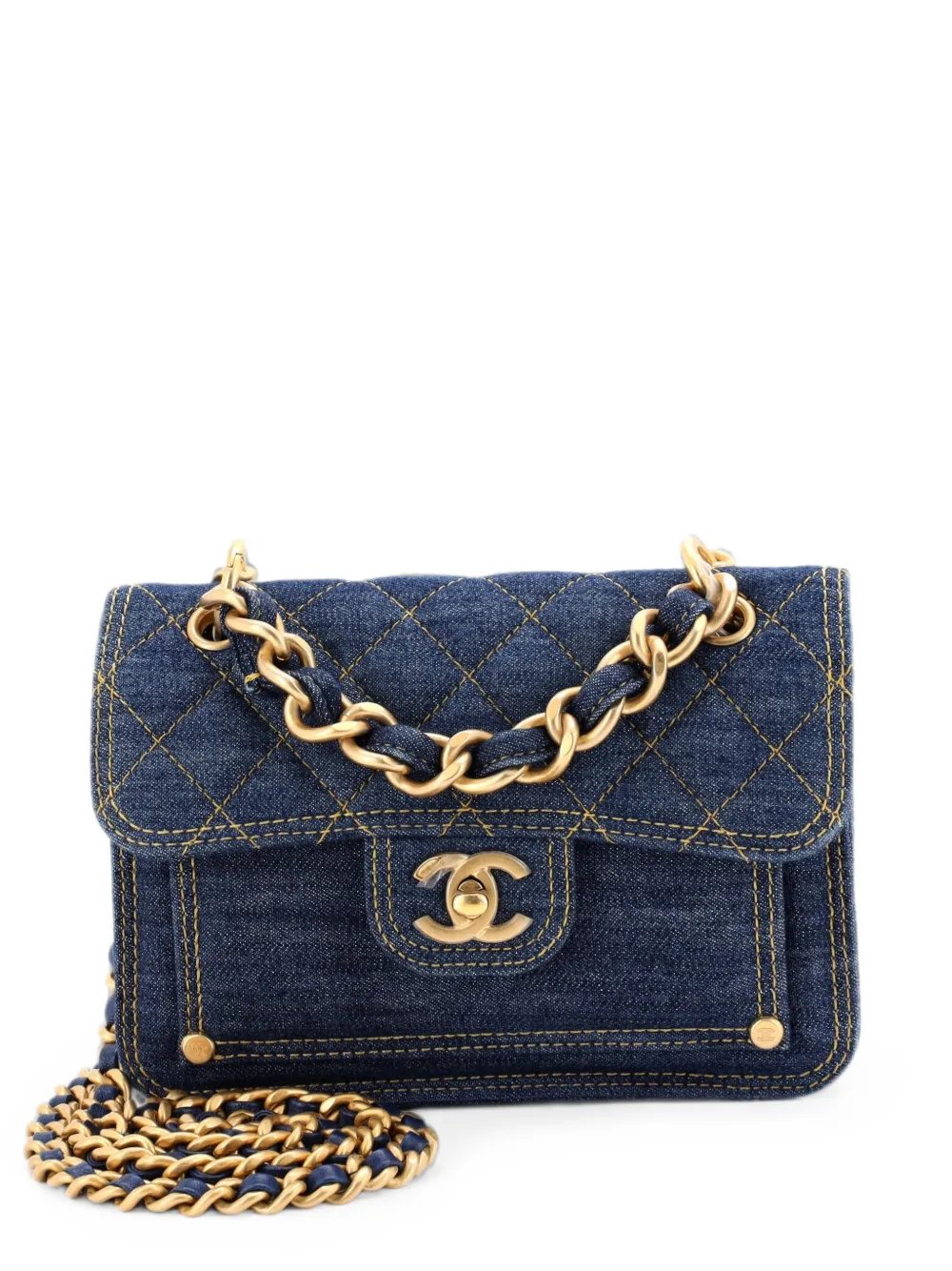 Double You CC Flap Bag Quilted Denim Medium shoulder bag