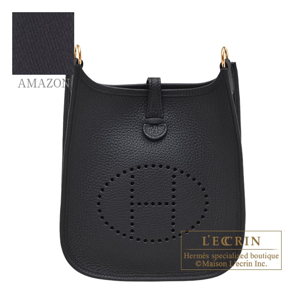 Hermes Evelyne Amazon bag TPM Black Clemence leather Gold hardware Bandouliere 85cm