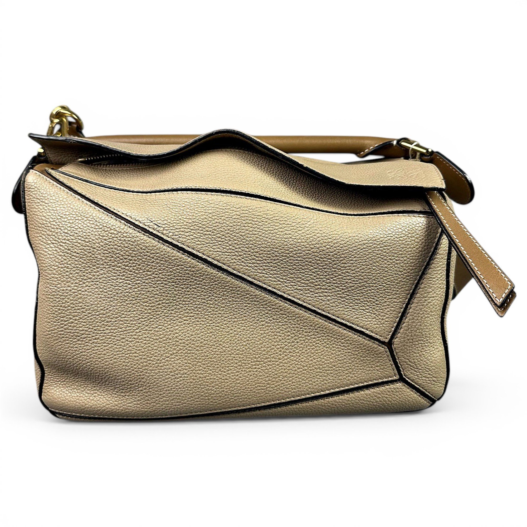 Puzzle leather handbag