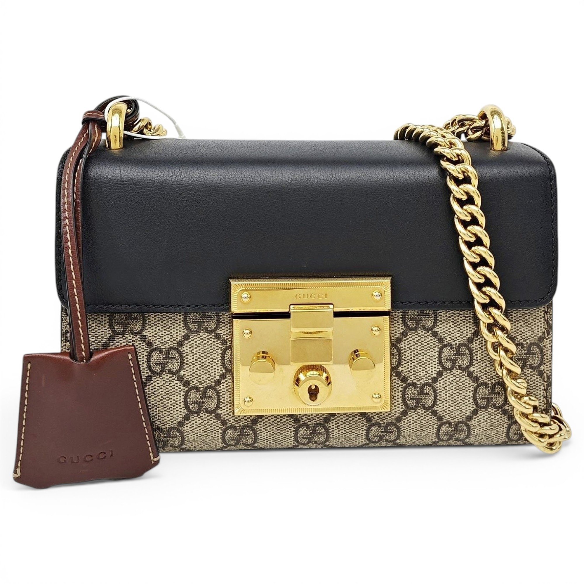 Padlock leather handbag