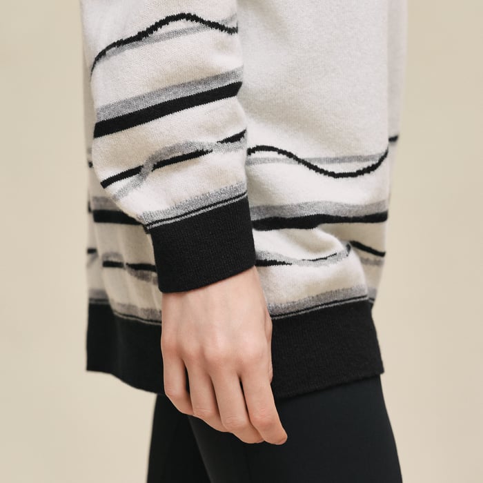 Blanc Nacre "Ex-libris" Long-sleeve Tunic Sweater