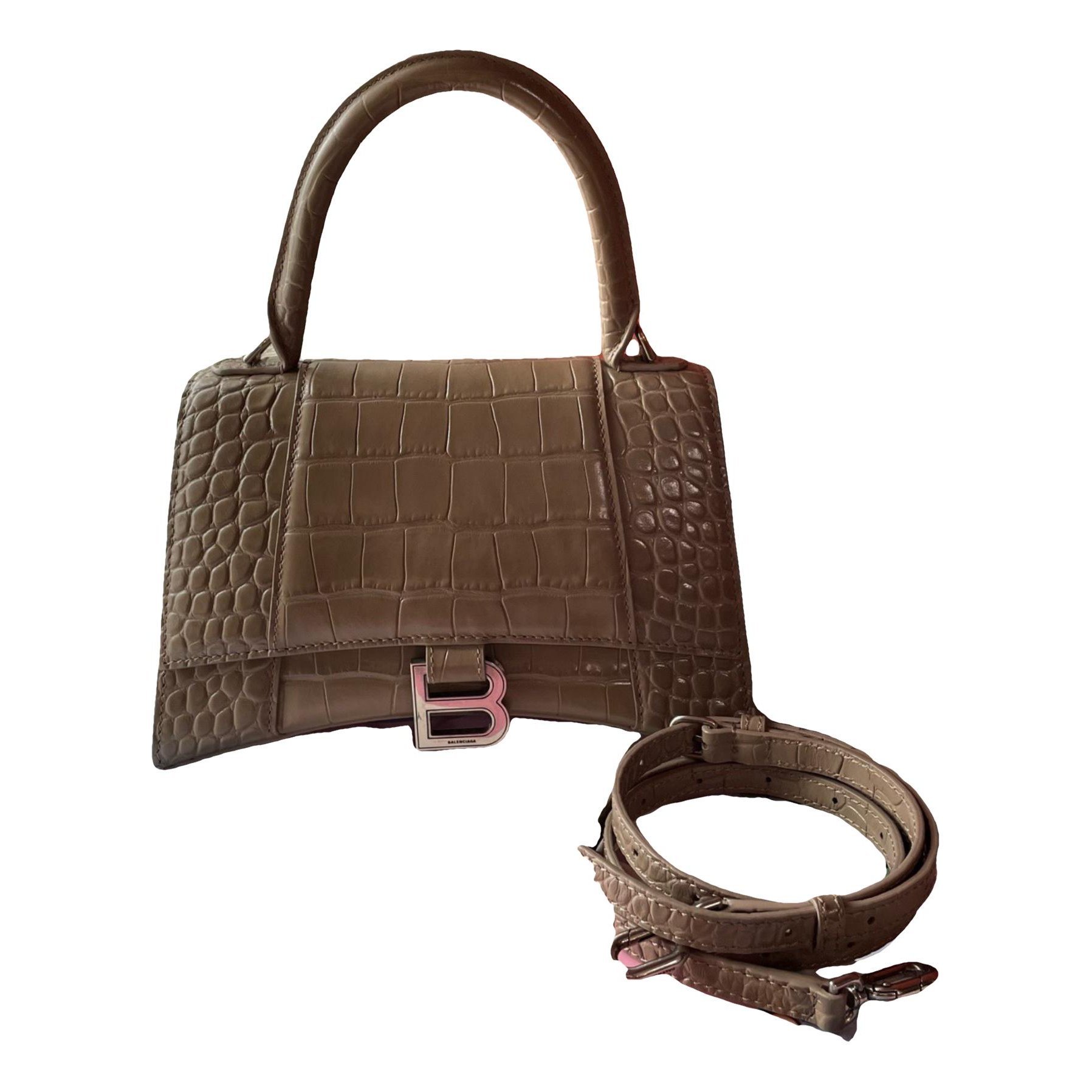 Hourglass leather handbag