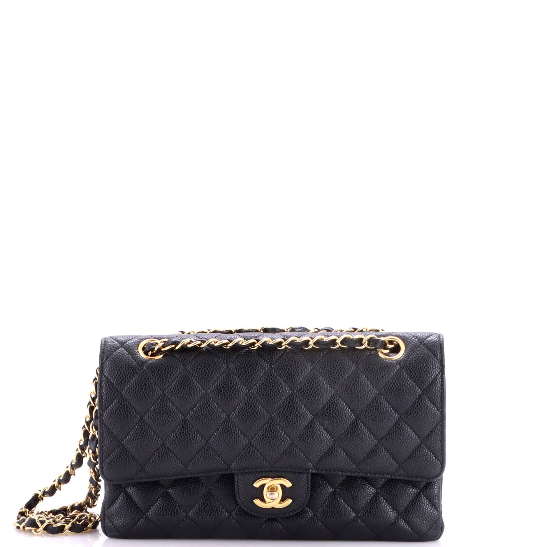 Classic Double Flap Bag Quilted Caviar Medium