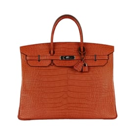 Hermes Birkin 40 Handbag Orange Alligator Skin 2011