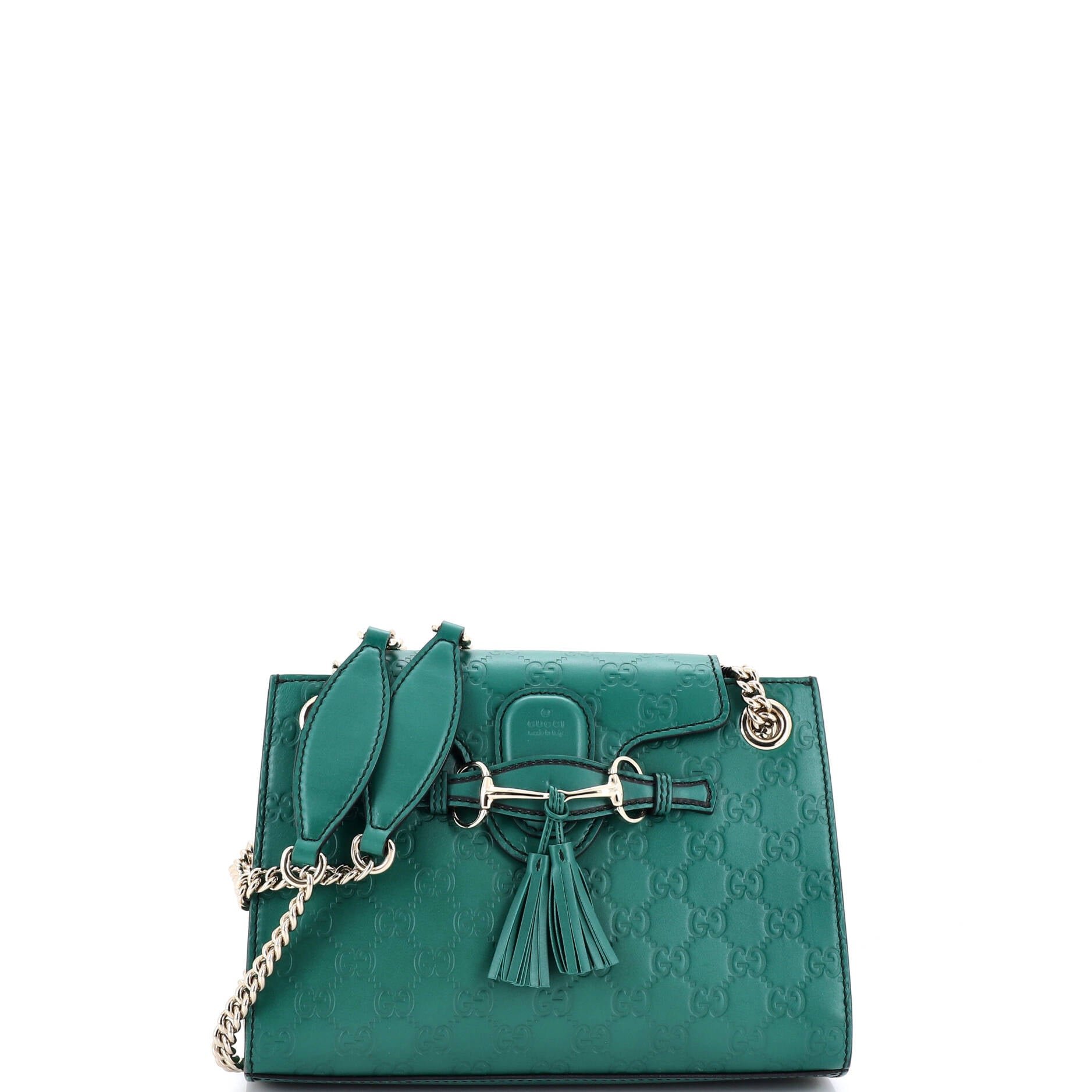 Gucci Emily Chain Flap Shoulder Bag Guccissima Leather Small